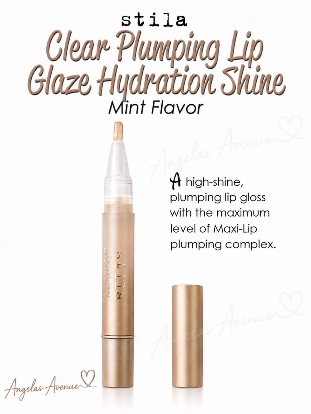 Stila 𝐂𝐋𝐄𝐀𝐑 Plumping Lip Glaze Hydration Shine Mint Flavor NEW